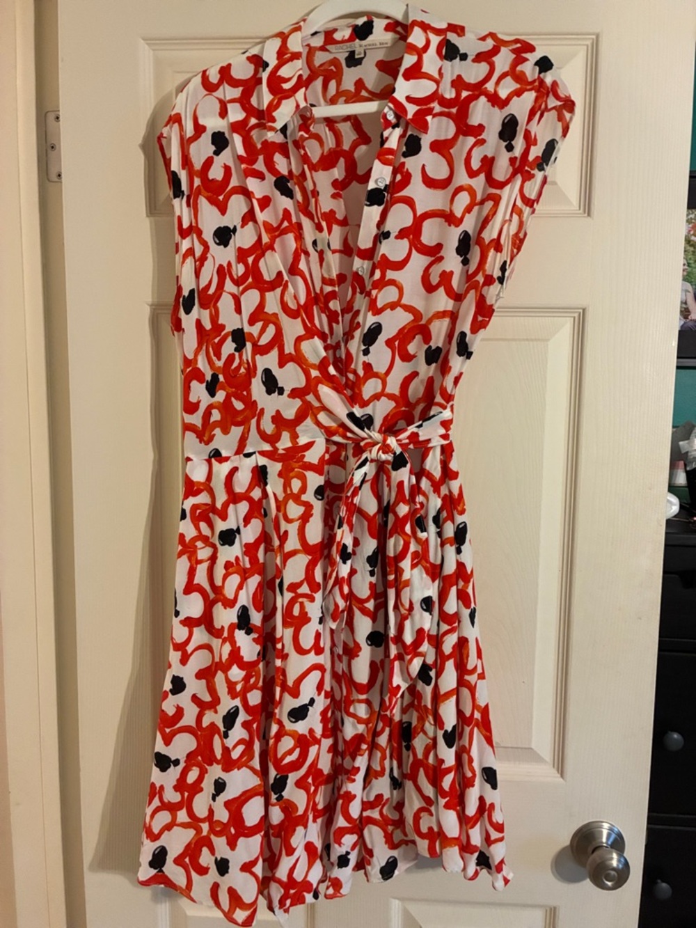 RACHEL Rachel Roy White Mini Dress with Red & Black Print